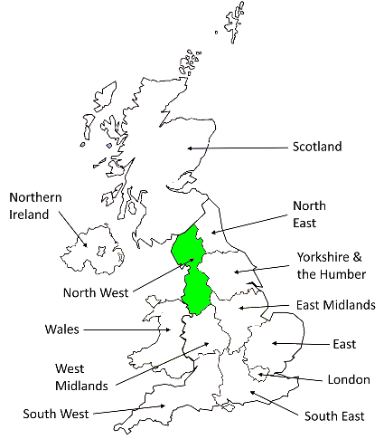 North West Map showing the North West region